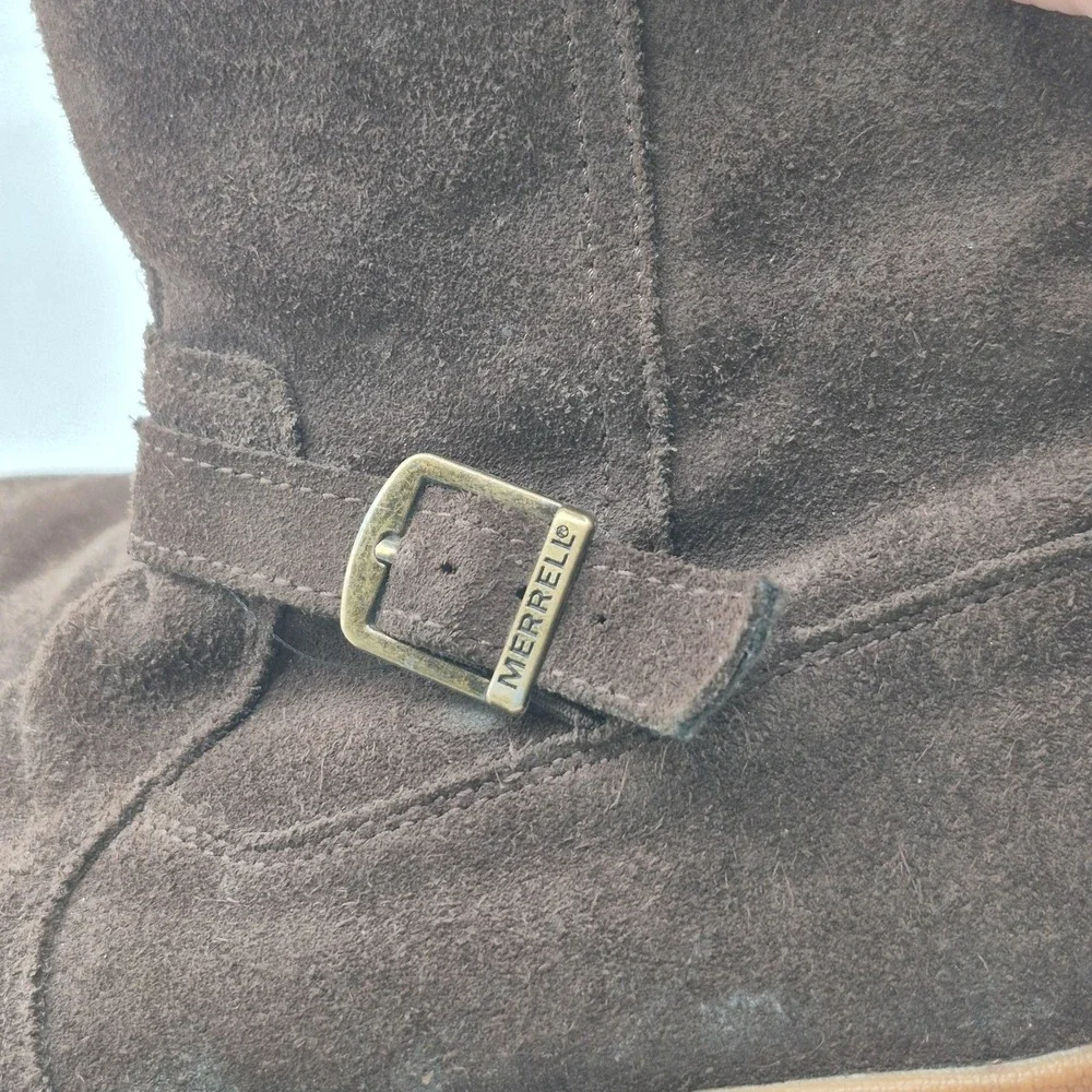 Merrell Mimosa Harvest Waterproof Boots Kids Size‎ 3 Brown Suede Faux Fur J95508